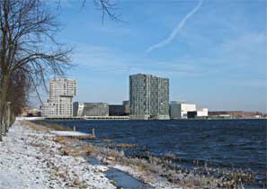 Centrum Almere gezien vanuit Stedenwijk, 1-12-2010