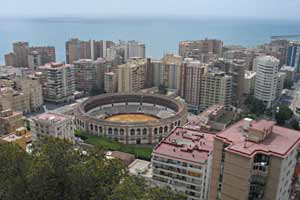 Uitzicht op het stadion, Malaga 28-8-2008