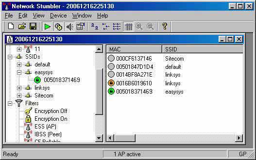 Windows 98, Network stumbler voorbeeld